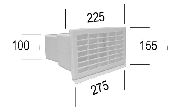 Upmann Außengitter mit Rückstauklappe 275 x 155 x 225 mm