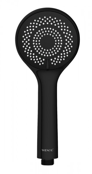 WENKO Duschkopf Watersaving Ø 9,5 cm Schwarz Matt mit 3 verschiedenen Wasserstrahl-Arten