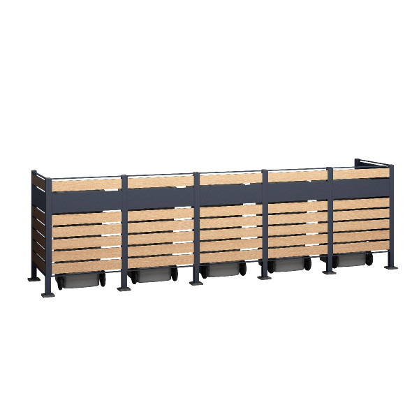 Westmann Mülltonnenverkleidung Planum | 5x 240 L | Holzoptik | 120 cm