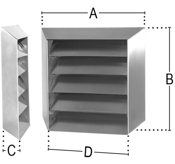 Upmann Aussengitter 4 Lamellen, V2A, 230 x 205 mm DN150