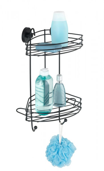 WENKO Vacuum-Loc® Eckregal 2 Etagen, Schwarz