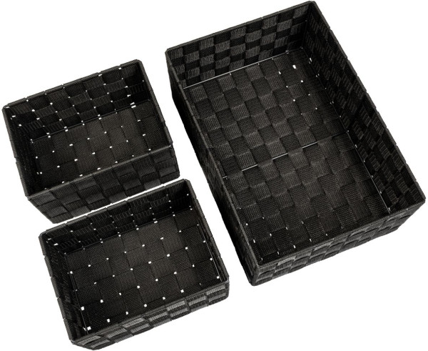 WENKO Badkorb Adria Schwarz, 3-teiliges Set