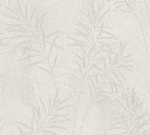 A.S. Création Vliestapete Terra Blätter Creme Muster glänzend, Hintergrund matt strukturiert
