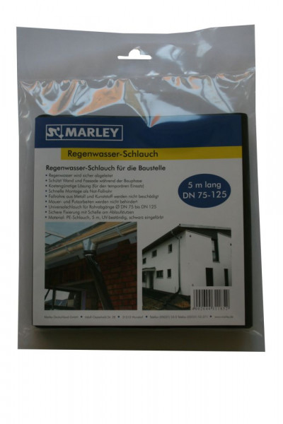 Marley Regenwasserschlauch für die Baustelle, für Dachrinnen-Stutzen DN 75-125, 5 m, Schwarz