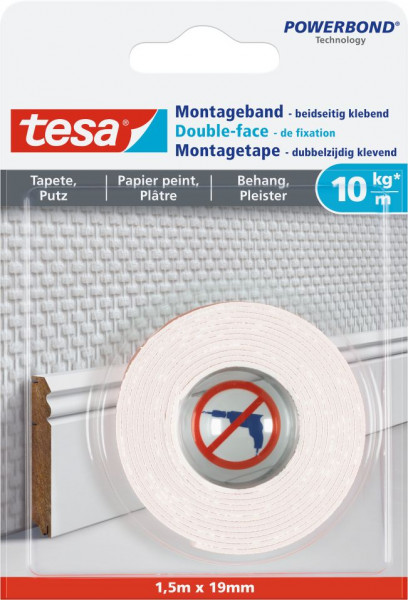 tesa® Montageband Tapete & Putz, 10 kg