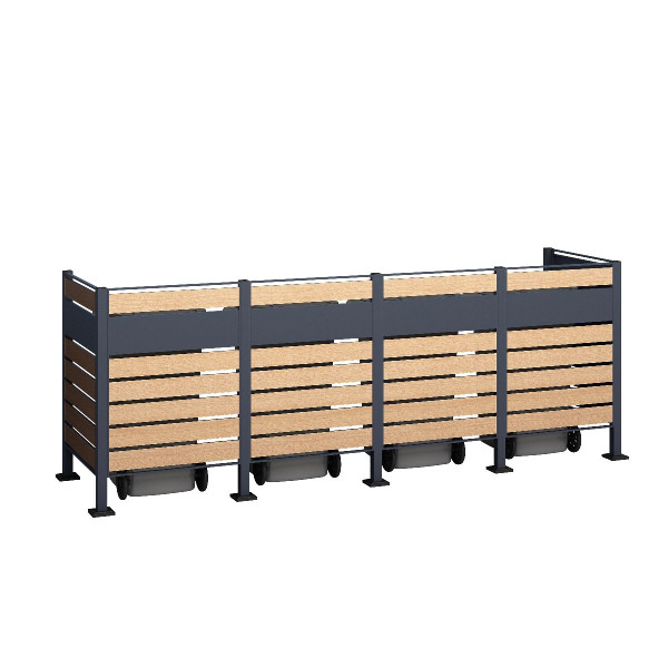 Westmann Mülltonnenverkleidung Planum | 4x 240 L | Holzoptik | 120 cm