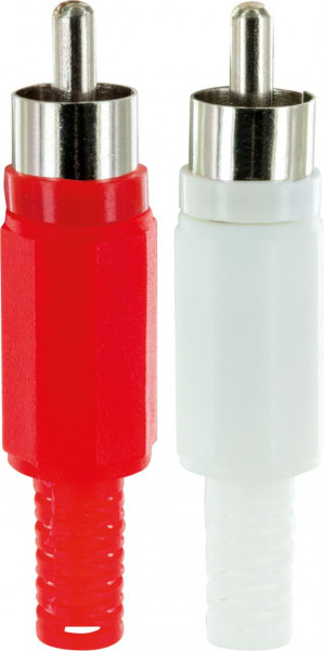 SCHWAIGER CINCH Stecker 2-er Set, Weiß/Rot