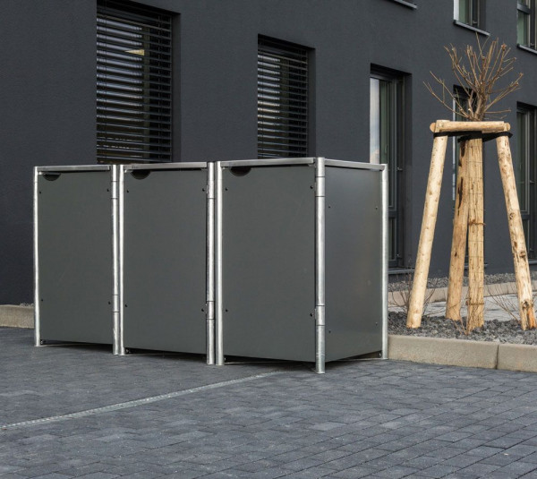 Hide Mülltonnenbox 240 L Kunststoff 3er Box, 209,1 x 80,7 x 115,2 cm, Grau