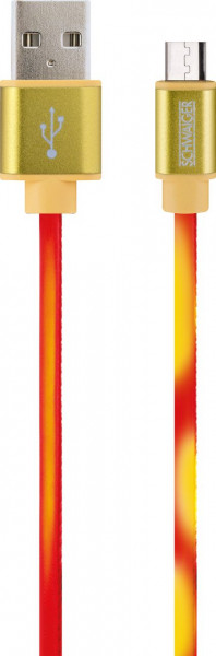 SCHWAIGER Micro USB Sync & Ladekabel ''Chamäleon'', 1,5 m, Rot/Gelb/Gold