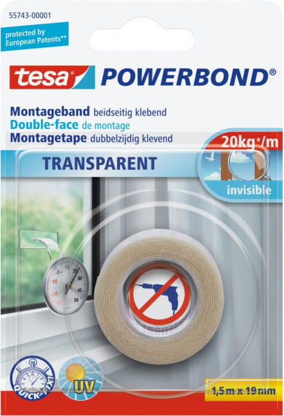 tesa® Powerbond® Montageband Transparent