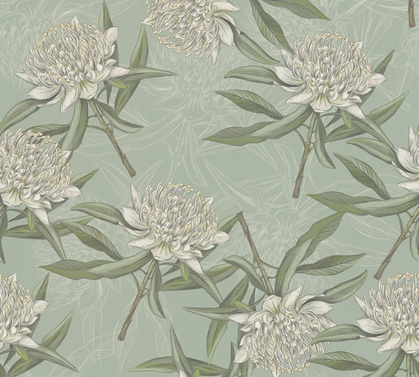 Livingwalls Vliestapete Drawn Into Nature Blumen Blau matt leicht strukturiert