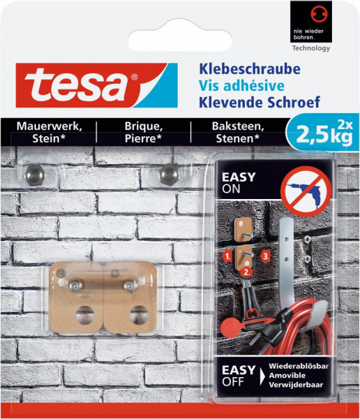 tesa® Klebeschraube viereckig, Mauerwerk