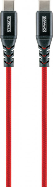 SCHWAIGER Typ-C auf C Sync & Ladekabel, 1,2 m, Feuerrot