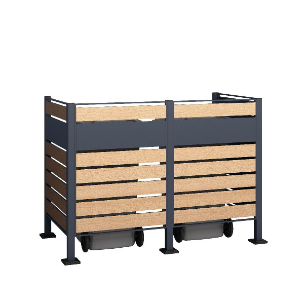Westmann Mülltonnenverkleidung Planum | 2x 240 L | Holzoptik | 120 cm