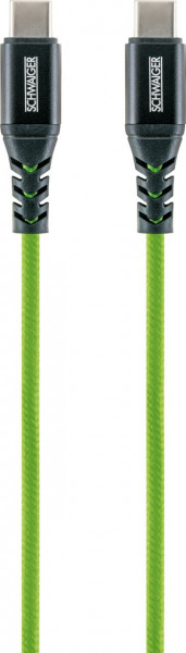 SCHWAIGER Typ-C auf C Sync & Ladekabel, 1,2 m, Giftgrün