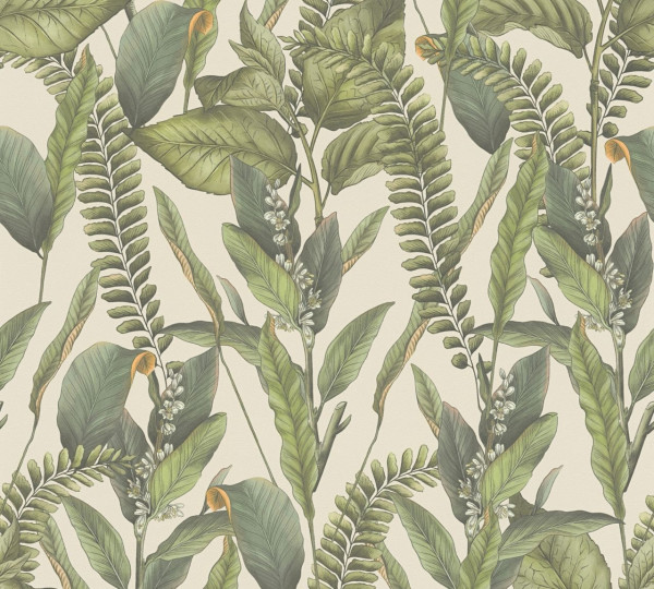Livingwalls Vliestapete Drawn Into Nature Dschungel Creme matt leicht strukturiert