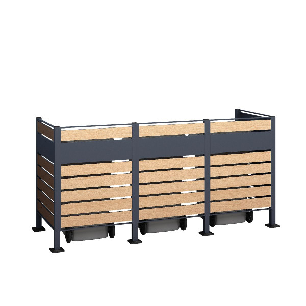 Westmann Mülltonnenverkleidung Planum | 3x 240 L | Holzoptik | 120 cm