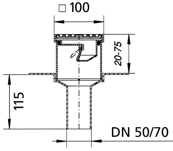 Upmann Balkon-und Terassenablauf DN 50 mm senkrecht
