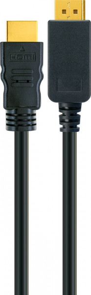 SCHWAIGER DisplayPort HDMI Adapterkabel, 2 m, Schwarz