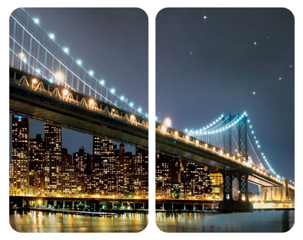 WENKO Glasabdeckplatten Universal Brooklyn Bridge 2er Set