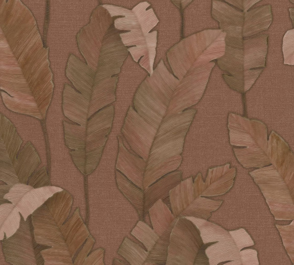 Livingwalls Vliestapete Metropolitan Stories Travel Styles Blätter Rotbraun leicht glänzend struktur