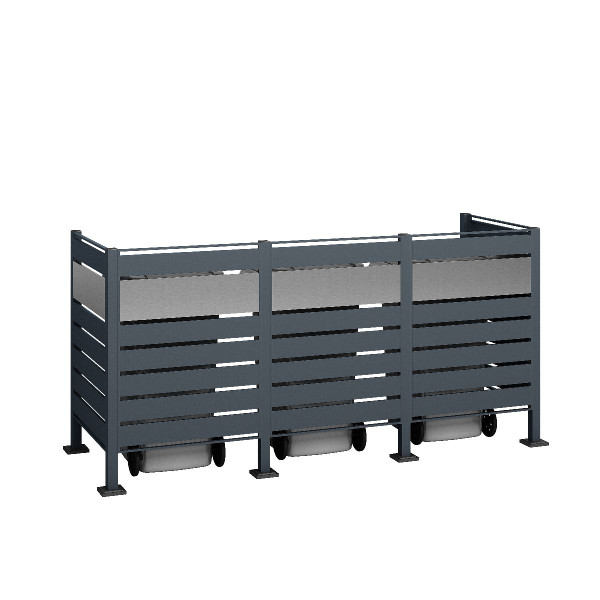 Westmann Mülltonnenverkleidung Planum | 3x 240 L | Anthrazit | 120 cm