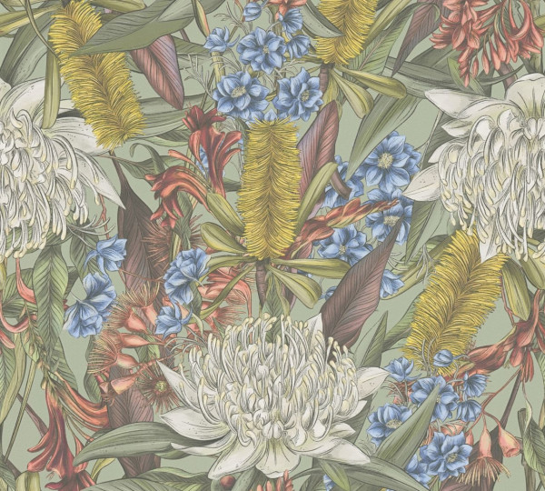 Livingwalls Vliestapete Drawn Into Nature Blumen Bunt matt leicht strukturiert