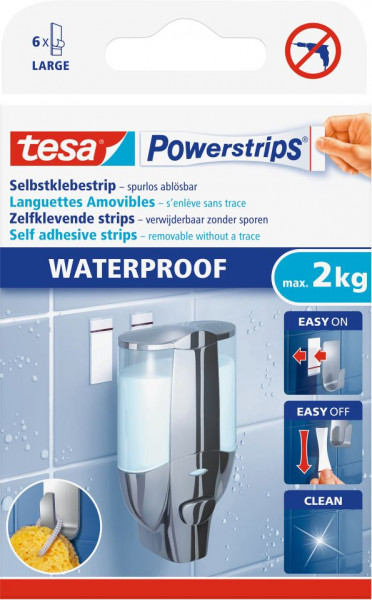tesa® Powerstrips® Waterproof Strips Large, 6 Stück