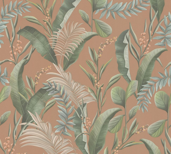 Livingwalls Vliestapete Drawn Into Nature Blumen Orange matt leicht strukturiert