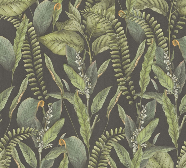 Livingwalls Vliestapete Drawn Into Nature Dschungel Schwarz matt leicht strukturiert