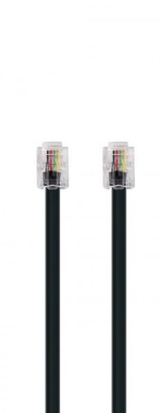 SCHWAIGER Telefonkabel (TAE), 6 m, Schwarz