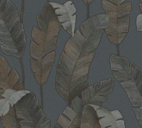 Livingwalls Vliestapete Metropolitan Stories Travel Styles Blätter Petrol leicht glänzend strukturie