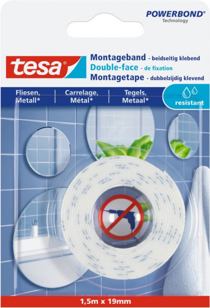 tesa® Montageband Fliesen, feuchtraumbeständig