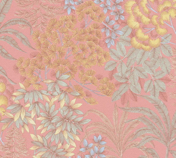 Livingwalls Vliestapete Metropolitan Stories Travel Styles Blätter Rosa leicht glänzend strukturiert