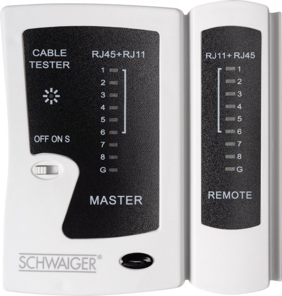 SCHWAIGER Netzwerkkabeltester, Schwarz/Weiß