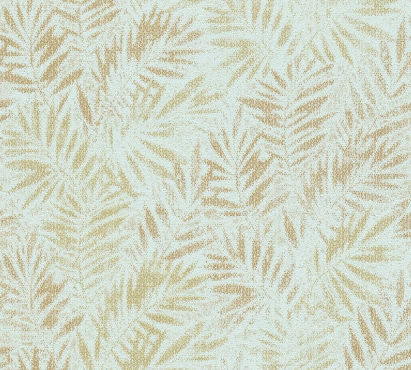 Livingwalls Vliestapete Metropolitan Stories Travel Styles Blätter Türkis Muster glänzend, Hintergru